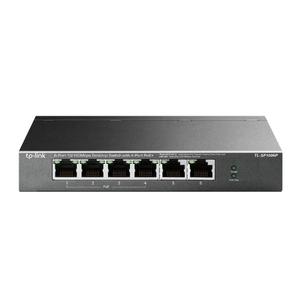 Switch TP-Link Fast Ethernet TL-SF1006P, 6 Puertos 10/100Mbps (4x PoE+), 1.2 Gbit/s, 2.000 Entradas - No Administrable