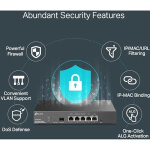 Router TP-Link Gigabit Ethernet Firewall ER7206 VPN Omada, Alámbrico, 1000 Mbit/s, 5x RJ-45