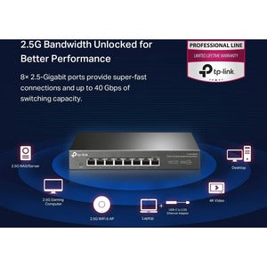 TP-Link switch no administrable de 8 puertos multi gigabit a 2.5G