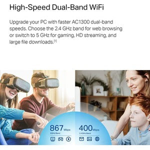 TP-Link Adaptador de Red USB Archer T4U Plus, Inalámbrico, WLAN, 1300Mbit/s, 2.4/5GHz