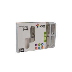 Memoria USB Stylos ST100, 16GB, USB 2.0, Plata, 10 Piezas