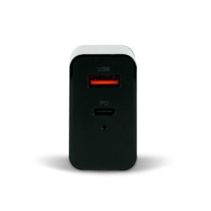 CARGADOR P/PARED AU-350 QUICK  CHARGE 3.0 20W USB A Y TIPOC NEGRO