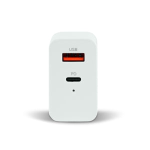 CARGADOR P/PARED AU-350 QUICK  CHARGE 3.0 20W USB A Y TIPO C BLANCO