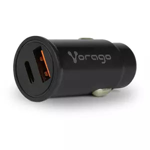 Vorago Cargador para Auto AU-305, 20W, 1x USB-C/1x USB-A, Negro