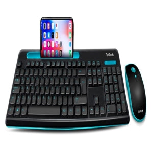 Kit de Teclado y Mouse TechZone TZ20COMB02-INA, Inalámbrico, USB, Negro/Azul (Español)