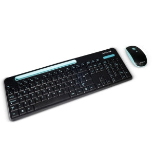 Kit de Teclado y Mouse TechZone TZ20COMB02-INA, Inalámbrico, USB, Negro/Azul (Español)