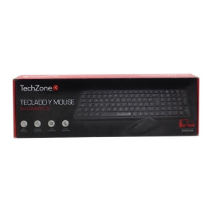Kit de Teclado y Mouse TechZone TZCOMBINA05, Inalámbrico, USB, Negro (Español)
