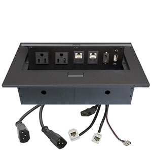 BROBOTIX CAJA PARA MESA: HDMI USB RJ45 CORRIENTE COLOR NEGRO - Gabinete de Conectividad para Mesa