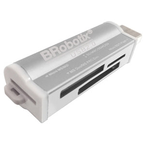 BRobotix Lector de Memoria 180420P, MS Duo/MicroSD/SD, USB 2.0, Plata