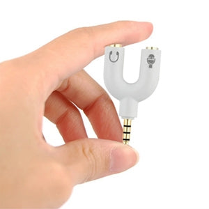 BRobotix Adaptador de Audio 3.5mm Macho - 2x 3.5mm Hembra, Blanco