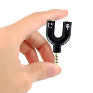 BRobotix Adaptador de Audio 3.5mm Macho - 2x 3.5mm Hembra, Negro