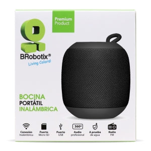 BRobotix Bocina Portátil 263069, Bluetooth, Inalámbrico, 3W RMS, USB, Negro
