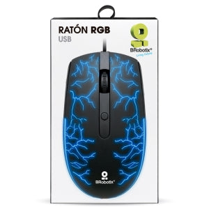 Mouse Gamer BRobotix Óptico Storm RGB, Alámbrico, USB-A, 1600DPI, Negro