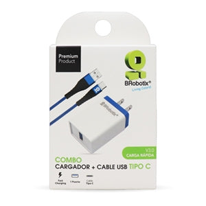 BRobotix Cargador USB 963332, 1x USB 2.0, Azul - Incluye Cable USB de 1 Metro