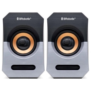 BRobotix Bocinas Portátiles 963913, Alámbrico, 2.0 Canales, 5W RMS, USB/3.5mm, Negro/Plata