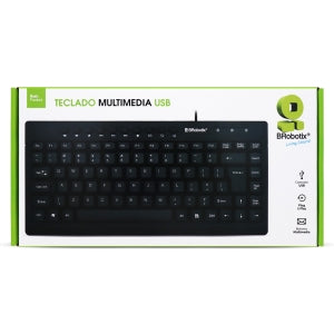 Teclado BRobotix 963067, Alámbrico, USB, Negro (Español)