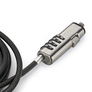 BRobotix Candado de Combinación para Laptops 263601, Wedge,1.8 Metros, Negro/Plata