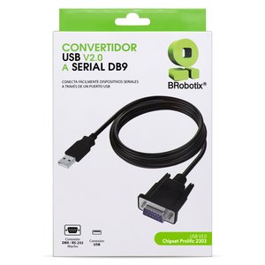 BRobotix Cable USB Macho - DB-9 Macho, Negro
