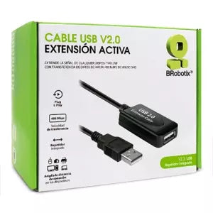 BRobotix Cable USB-A Macho - USB-A Hembra, 10 Metros