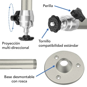 BRobotix Soporte de Pared/Techo para Proyector Mini 963838, hasta 5kg, Gris