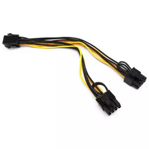 BRobotix Cable de Poder PCI-E (6-pin) Hembra - 2 x PCI-E (8-pin) Macho, 20cm
