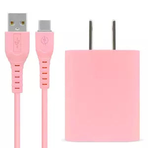 BRobotix Cargador de Pared 6001332, 5V, 1x USB-A, Rosa ? incluye Cable USB A - USB C