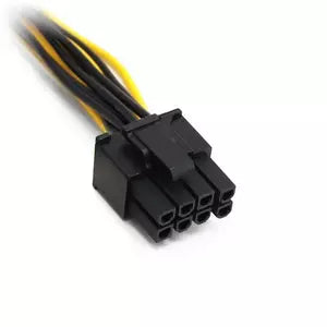 BRobotix Cable de Poder 8-pin - 6-pin, 16cm, Negro/Amarillo