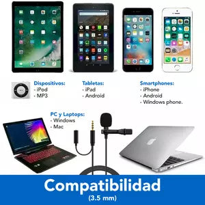 BRobotix Micrófono de Solapa + Plug 3.5mm Hembra 263328, Alámbrico, Negro