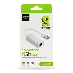 BRobotix Adaptador USB 3.0 Macho - RJ-45 Hembra, Blanco