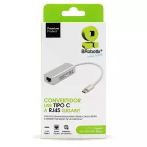BRobotix Adaptador USB C 3.0 Macho - RJ-45 Hembra, 15cm, Blanco