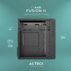 Gabinete Acteck Fusion II GI440, Micro-Tower, Micro-ATX/Mini-ITX, USB 2.0/3.0, con Fuente de 500W, sin Ventiladores Instalados, Negro