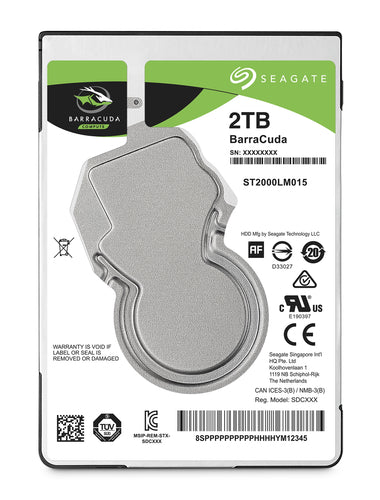 Disco Duro para Laptop Seagate Barracuda 2.5', 2TB, SATA III, 5400rpm, 128MB Caché
