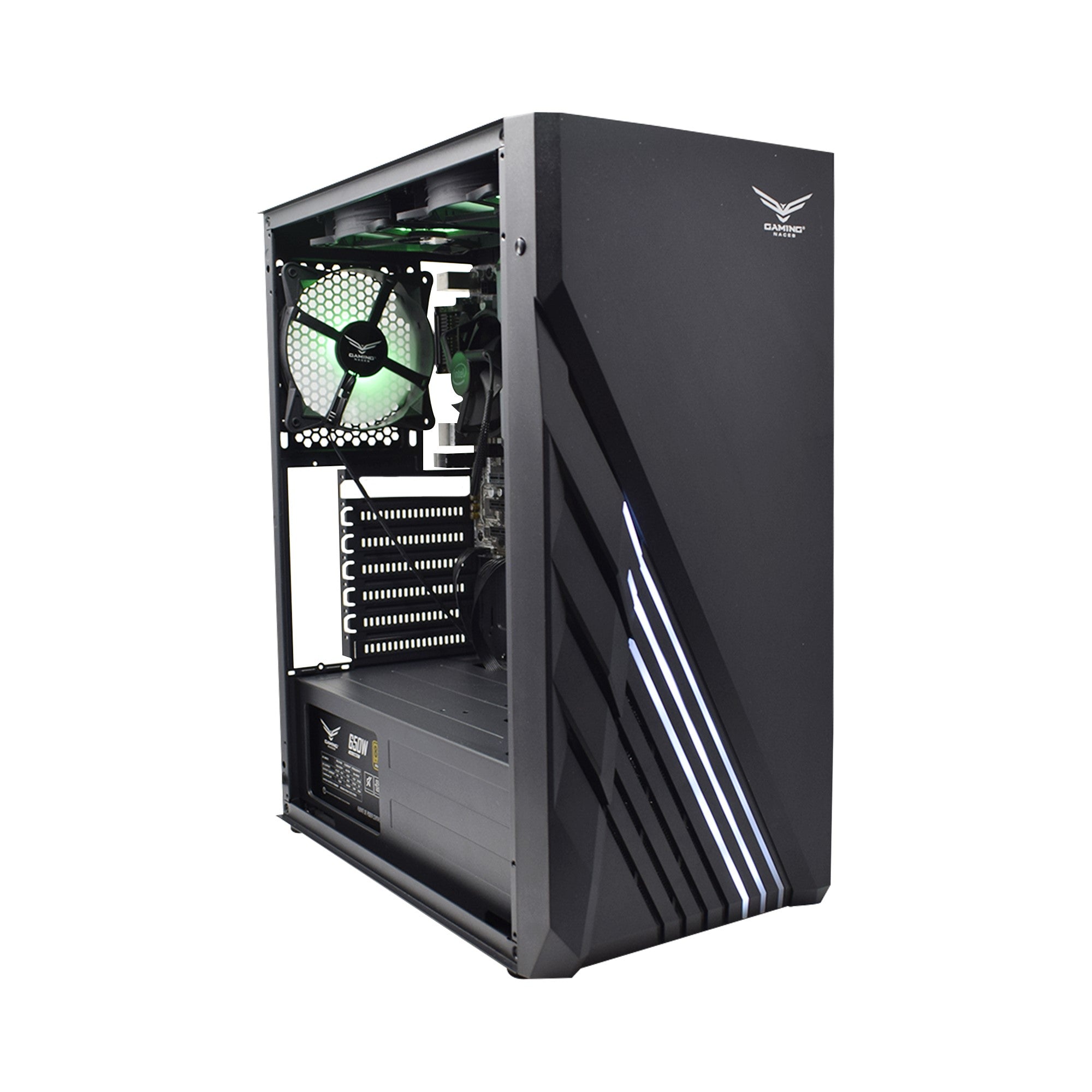 Gabinete Naceb Zion, Midi-Tower, ATX/Micro-ATX/Mini-ITX, USB 2.0/3.0, sin Fuente, 3 Ventiladores Instalados, Negro