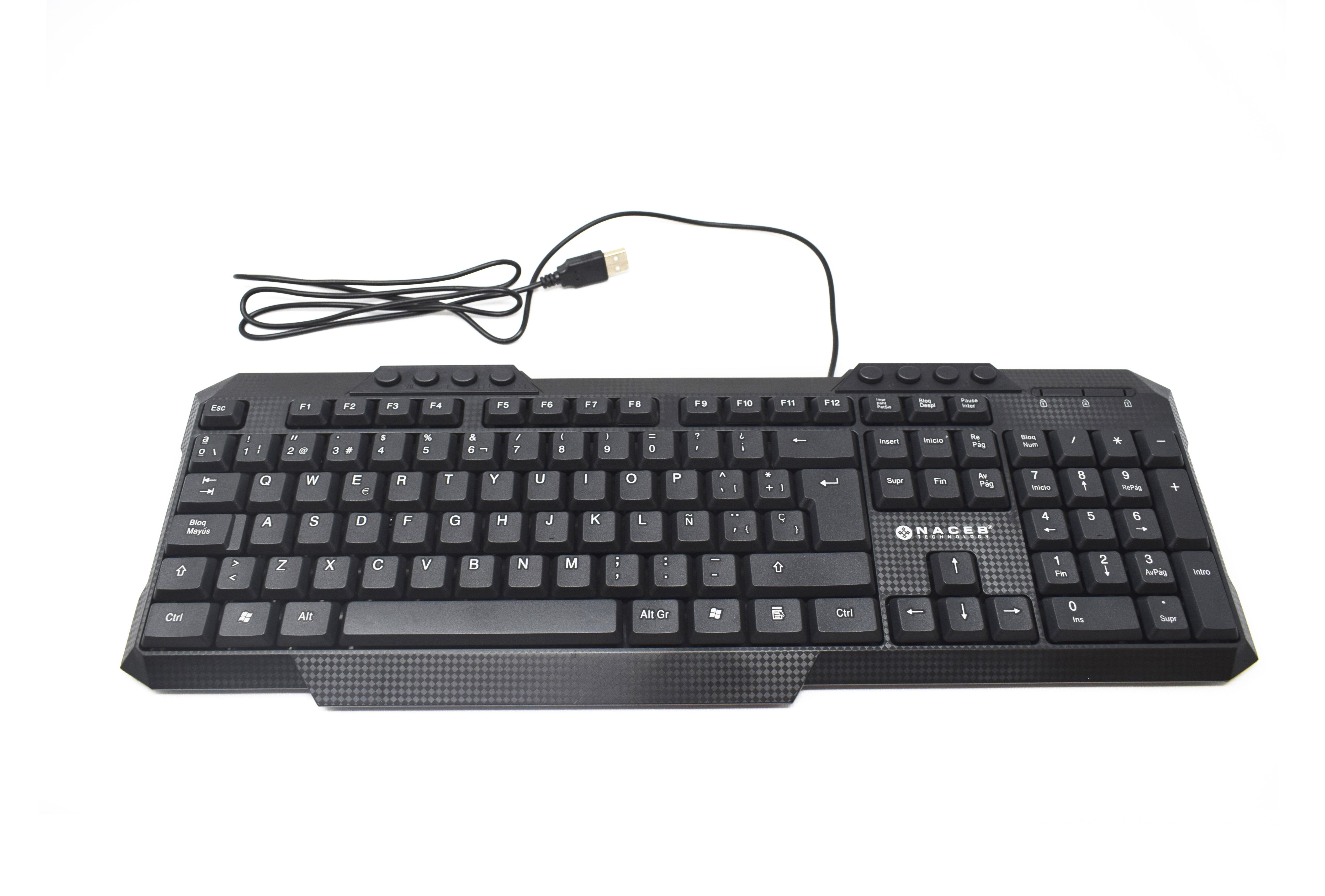 Kit de Teclado y Mouse Naceb NA-618, Alámbrico, USB, Negro (Español)