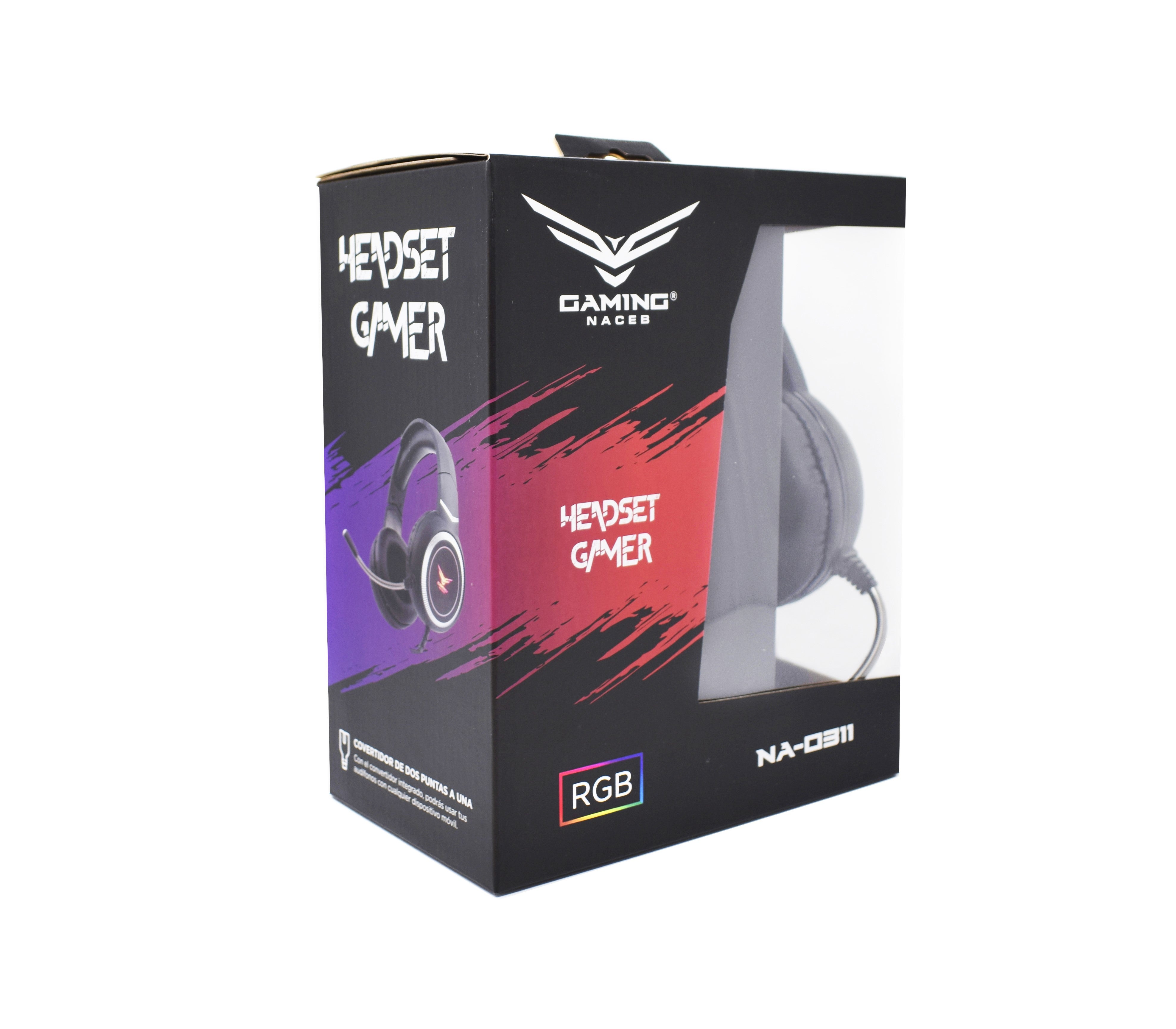 Naceb Audífonos Gamer NA-0311, Alámbrico, 2 Metros, 3.5mm, Negro