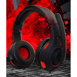 Naceb Audífonos Gamer NA-0304R, Alámbrico, 3.5mm, Negro/Rojo