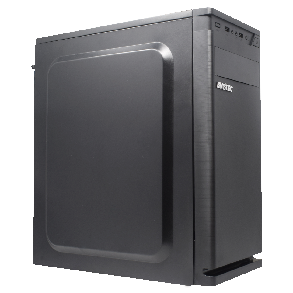Gabinete Evotec Bardi, Midi-Tower, ATX/Micro-ATX/Mini-ITX, USB 2.0, con Fuente de 600W, 1 Ventilador Instalado, Negro