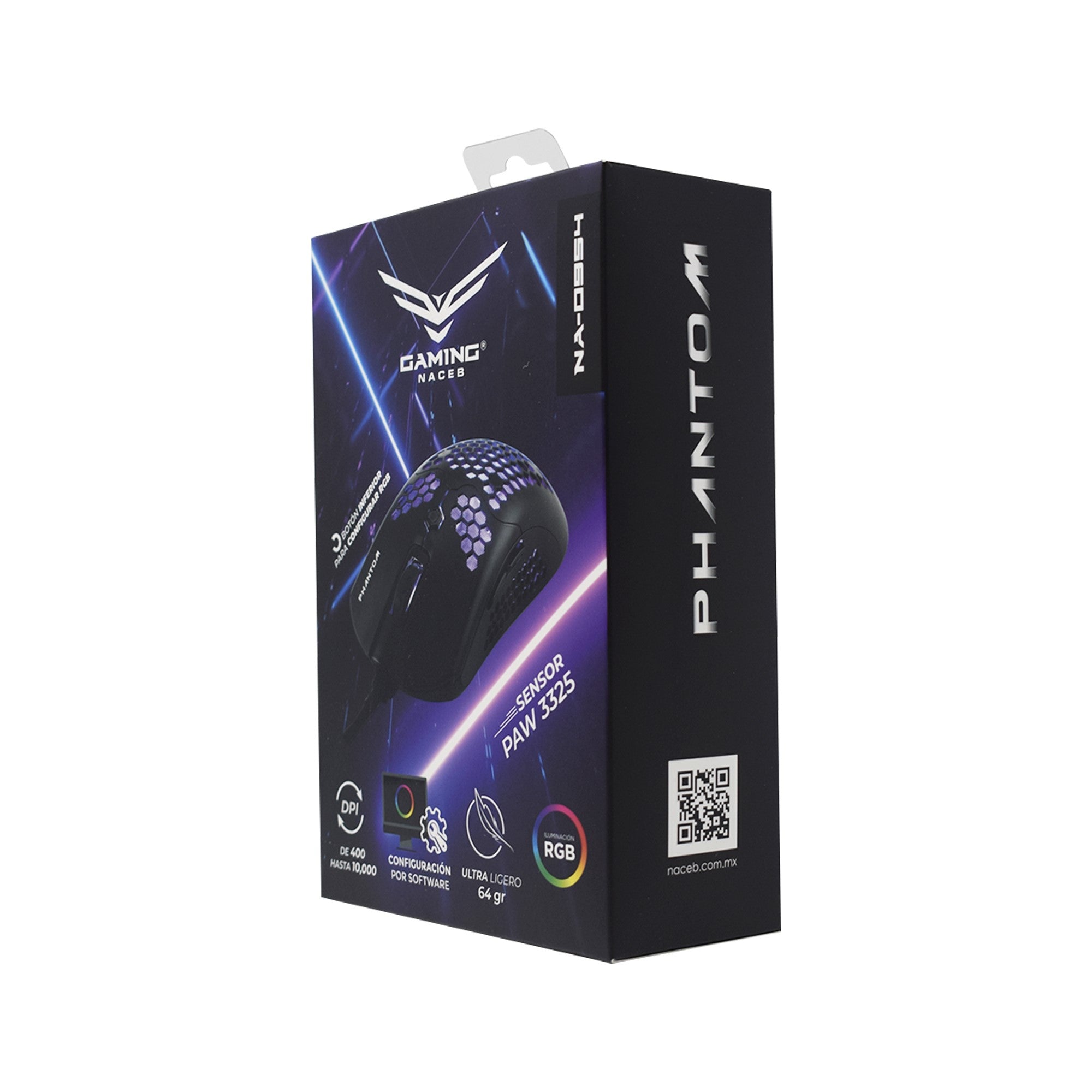 Mouse Gamer Naceb NA-0954, Alámbrico, USB A, 10.000DPI, Negro